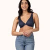 The Crochet Lace Unlined Plunge Bra: Navy