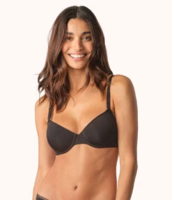 The Spacer Balconette Bra Bundle: Toasted Almond/Jet Black -Cheap Lingerie Store 1 on model front spacer tshirt bra jet black 56c0e149 2fe5 4aa4 8b39 207225a617d1