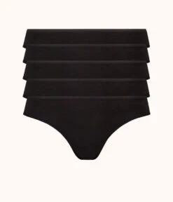 The Cotton Thong 5-Pack: Jet Black