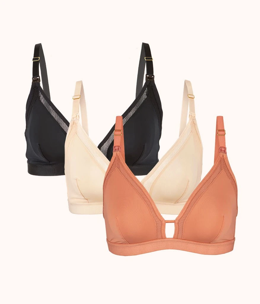 The Nursing Bralette Trio: Terracotta/Jet Black/Toasted Almond 1 The Nursing Bralette Trio: Terracotta/Jet Black/Toasted Almond
