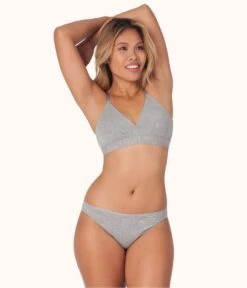 Cheap Lingerie Store -Cheap Lingerie Store 2 on model front cotton thong 5 pack heather gray