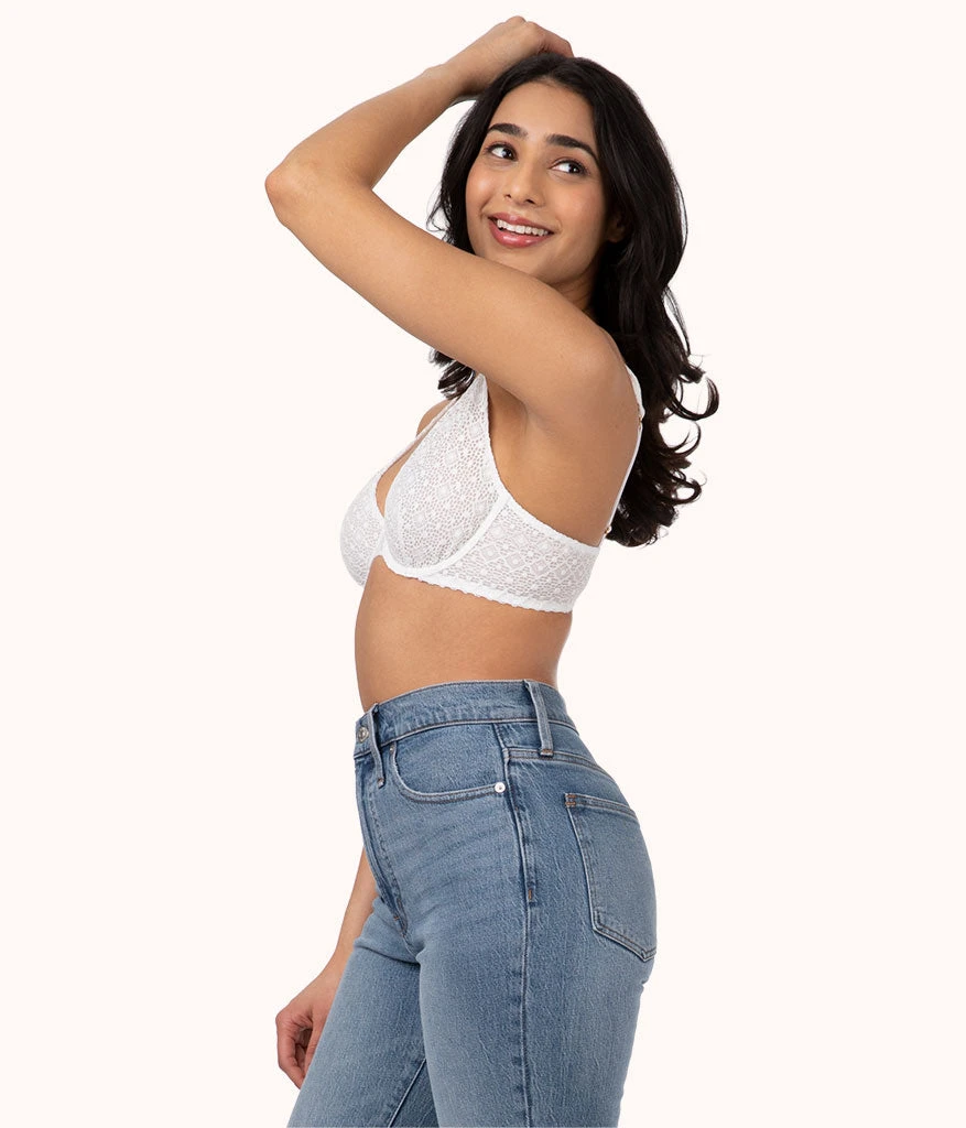 The Crochet Lace Unlined Plunge Bra: Fresh White 2 The Crochet Lace Unlined Plunge Bra: Fresh White - Image 2