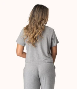 The All-Day Classic Tee: Heather Grey -Cheap Lingerie Store 3 on model back all day classic tee heather gray
