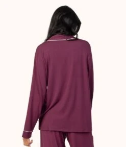 The All-Day Lounge Shirt: Plum -Cheap Lingerie Store 3 on model back all day lounge shirt plum 5439196f 7218 42bc 9f34 16174f4a9689