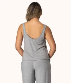 The All-Day Scoop Tank: Heather Grey -Cheap Lingerie Store 3 on model back all day scoop tank heather gray