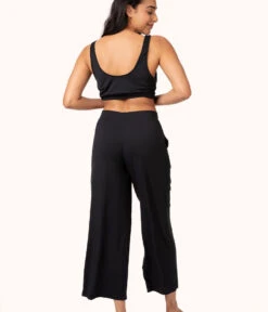The All-Day Wide Leg Pant: Jet Black -Cheap Lingerie Store 3 on model back all day wide leg pant jet black