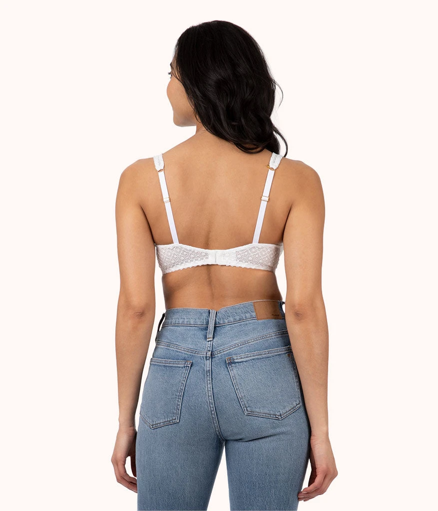 The Crochet Lace Unlined Plunge Bra: Fresh White 3 The Crochet Lace Unlined Plunge Bra: Fresh White - Image 3