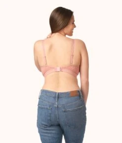 The Floral Lace Busty Bralette: Shell Pink -Cheap Lingerie Store 3 on model back floral lace busty bralette shell pink 6ee679d6 383a 4e5f bd59 760c01b52fe7