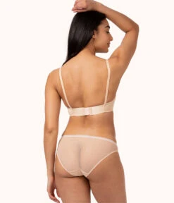 The Low Back Bralette: Toasted Almond -Cheap Lingerie Store 3 on model back low back bralette toasted almond