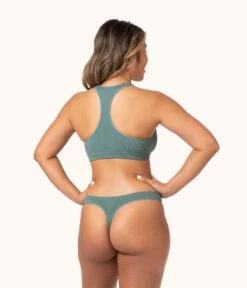 The Seamless Thong: Harbor Green -Cheap Lingerie Store 3 on model back seamless thong harbor green 88478108 5663 4577 bc28 5f2f73638eee