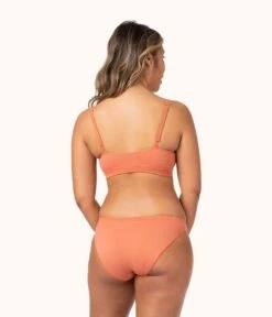 The Skinny-Strap Seamless Bralette: Terracotta -Cheap Lingerie Store 3 on model back skinny strap seamless bralette terracotta 8d226543 c880 488d bba4 b2c053197e59