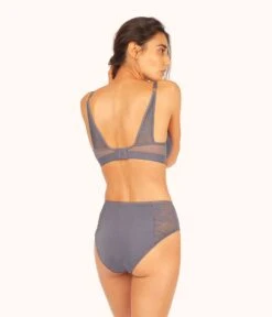 The Smooth Lace T-Shirt Bra: Smoke -Cheap Lingerie Store 3 on model back smooth lace t shirt bra smoke 71b2931a cc22 400c 9804 3d82381160c7