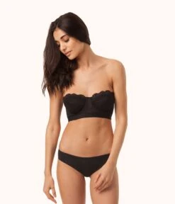The Lace Strapless Bra Trio: Smoke/Jet Black/Toasted Almond -Cheap Lingerie Store 3 on model front lace strapless trio smoke jet black toasted almond 162f0937 3339 4686 8158 833dbb766c47