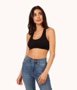 The Seamless Racerback Bralette Trio: Jet Black/Toasted Almond/Sky Blue -Cheap Lingerie Store 3 on model front2 seamless racerback bralette bundle toasted almond jet black sky blue 110a08dc 964e 4c6e 95b8 9c2280dc0d39