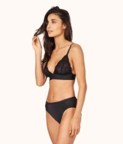 The Lace High Waist Bikini Bundle: Toasted Almond/Jet Black/Tomato Red -Cheap Lingerie Store 3 product flat front2 lace high waist bikini trio multi