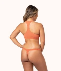 The Seamless Racerback Bralette Trio: Terracotta/Jet Black/Toasted Almond -Cheap Lingerie Store 4 on model back seamless racerback bralette trio multi 3caa8808 287e 4431 9677 086980ba1be9