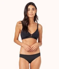 The Mesh Trim Bralette Trio: Toasted Almond/Jet Black/Smoke -Cheap Lingerie Store 4 on model front mesh trim bralette trio multi cb998e89 076d 4779 911a dff8efb7b396