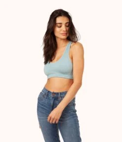 The Seamless Racerback Bralette Trio: Jet Black/Toasted Almond/Sky Blue -Cheap Lingerie Store 4 on model front3 seamless racerback bralette bundle toasted almond jet black sky blue 0ee99e1b 73af 4e5b bd0f ff8f255c6ac4