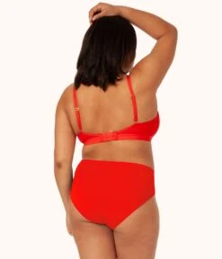 The Lace High Waist Bikini Bundle: Toasted Almond/Jet Black/Tomato Red -Cheap Lingerie Store 4 product flat back lace high waist bikini trio multi