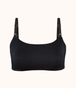 The All-Day Nursing Bralette: Jet Black -Cheap Lingerie Store 4 product flat front all day maternity bralette jet black