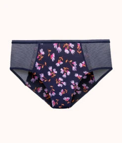 The Mesh High Waist Bikini - Print: Navy Daisy -Cheap Lingerie Store 4 product flat front mesh high waist bikini navy daisy