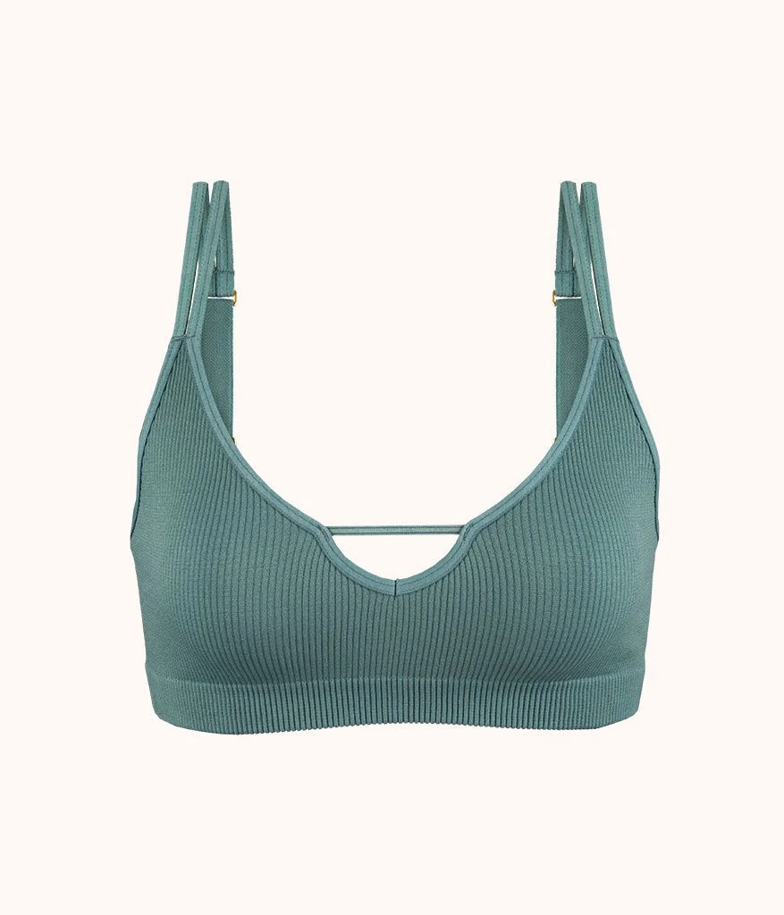 The Skinny-Strap Seamless Bralette: Harbor Green - Image 4