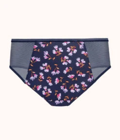 The Mesh High Waist Bikini - Print: Navy Daisy -Cheap Lingerie Store 5 product flat back mesh high waist bikini navy daisy