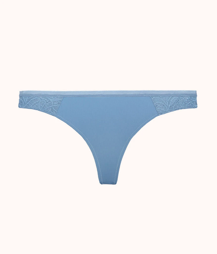 The Palm Lace Thong: Vintage Indigo