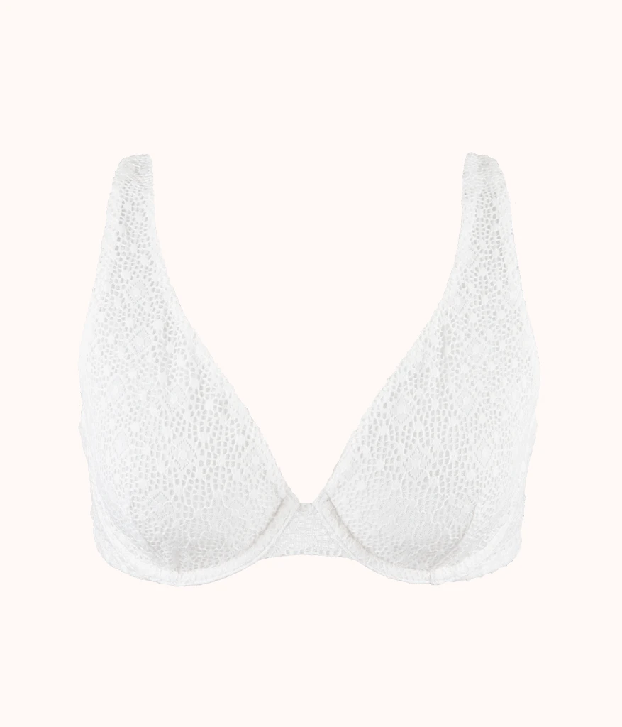 The Crochet Lace Unlined Plunge Bra: Fresh White 5 The Crochet Lace Unlined Plunge Bra: Fresh White - Image 5