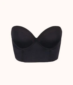 The Low Back Strapless: Jet Black -Cheap Lingerie Store 5 product flat front low back strapless jet black