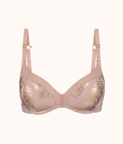 The Metallic Palm No-Wire Push-Up: Orchid/Metallic Palm Print -Cheap Lingerie Store 5 product flat front metallic palm nwpu orchid foil