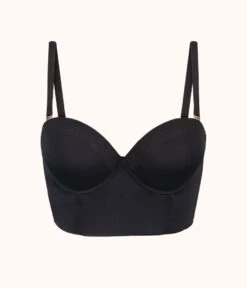 The Low Back Strapless: Jet Black -Cheap Lingerie Store 6 product flat front1 low back strapless jet black
