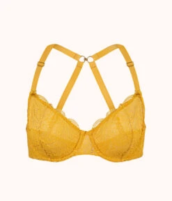 The Unlined Lace Bra: Turmeric -Cheap Lingerie Store 6 product flat front1 unlined lace bra turmeric