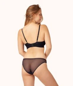 The Busty Stripe Mesh Bralette: Jet Black -Cheap Lingerie Store on model back busty stripe mesh bralette jet black c2de97ef 63ff 4966 89e5 7b2f0ebbef61