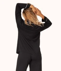 The All-Day Lounge Shirt: Jet Black -Cheap Lingerie Store on model back sleep shirt jet black 731c41dc f93a 4066 a362 5e5a80b4c146
