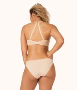 The Unlined Lace Bra: Toasted Almond -Cheap Lingerie Store on model back1 palm lace unlined bra toasted almond bb993aa5 7c02 4b88 b86d cbfb0318ed7d