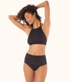 The High-Neck Halter: Jet Black