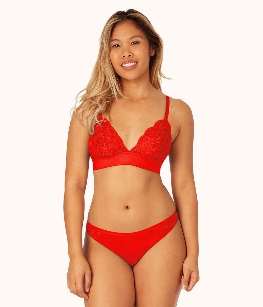 The Palm Lace Thong: Tomato Red 1 The Palm Lace Thong: Tomato Red