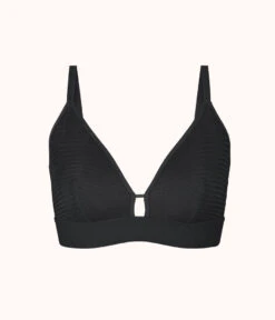 The Busty Stripe Mesh Bralette: Jet Black -Cheap Lingerie Store product flat front busty stripe mesh bralette jet black d86c832d c11a 42a8 976b 7e8b25647ac9
