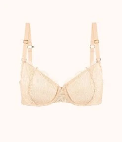 The Unlined Lace Bra: Toasted Almond -Cheap Lingerie Store product flat front palm lace unlined bra toasted almond 88cd5263 ad89 405d b86e 9cff3305c7c1