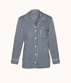 The All-Day Lounge Shirt - Print: Mini Stripe Print -Cheap Lingerie Store product flat front sleep shirt stripe b7f0d152 7cf6 415d 9240 248f368bab28